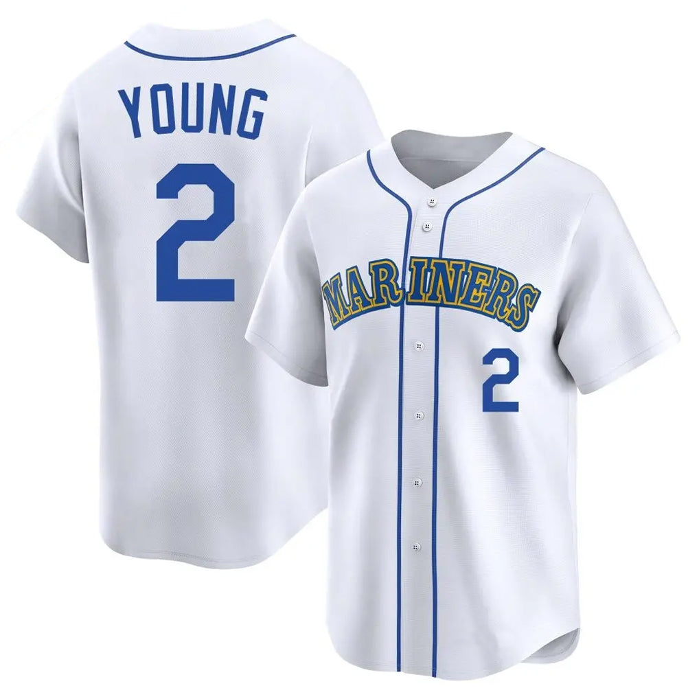 Odoa S.Mariners #2 Cole Young Player White Throwback Cooperstown Collection Limited Game Stitched Jerseys