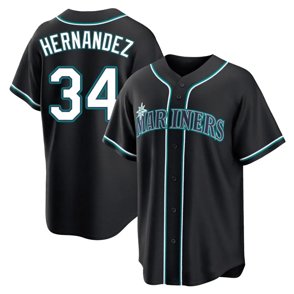 Odoa S.Mariners #34 Felix Hernandez Player Black Fashion Home Limited Stitched Jerseys