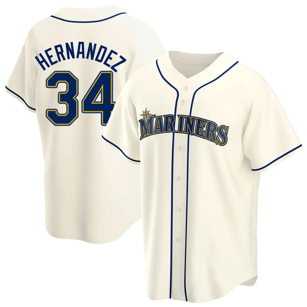 Odoa S.Mariners #34 Felix Hernandez Player Cream Home Game Stitched Jerseys