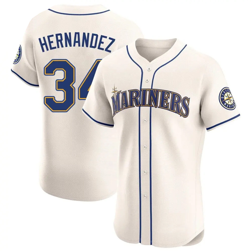 Odoa S.Mariners #34 Felix Hernandez Player Cream Home Limited Elite Stitched Jerseys