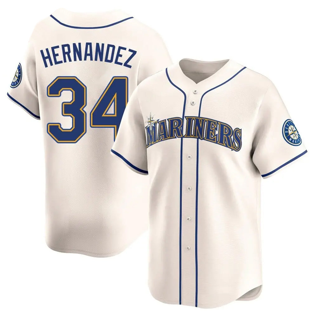 Odoa S.Mariners #34 Felix Hernandez Player Cream Home Limited Stitched Jerseys