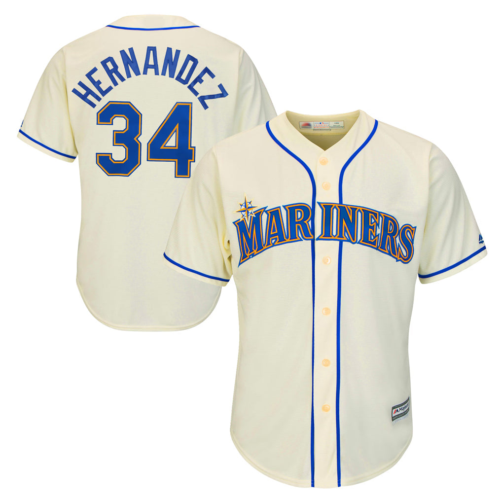 Odoa S.Mariners #34 Felix Hernandez Player Cream Majestic Home Cool Base Limited Stitched Jerseys