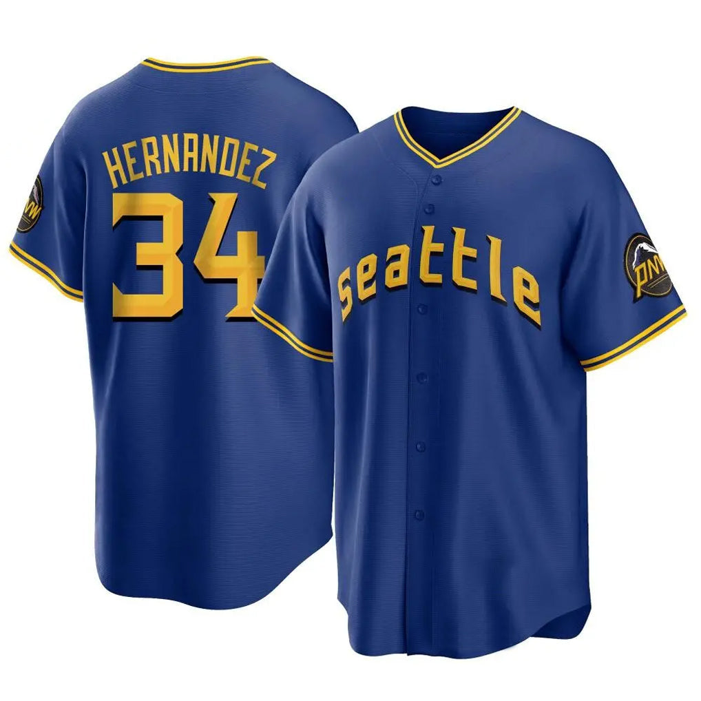 Odoa S.Mariners #34 Felix Hernandez Player Royal City Connect Home Game Stitched Jerseys
