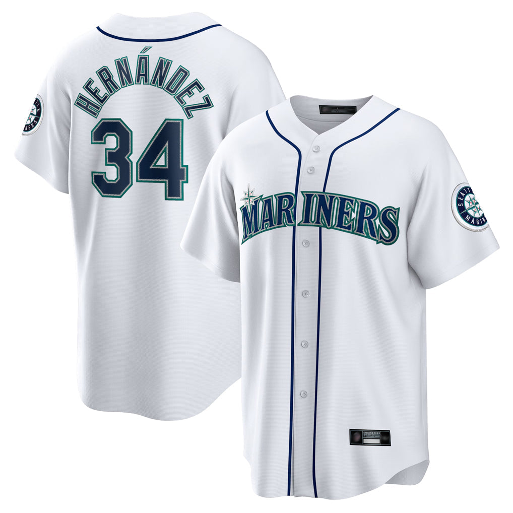 Odoa S.Mariners #34 Felix Hernandez Player White Home Game Stitched Jerseys