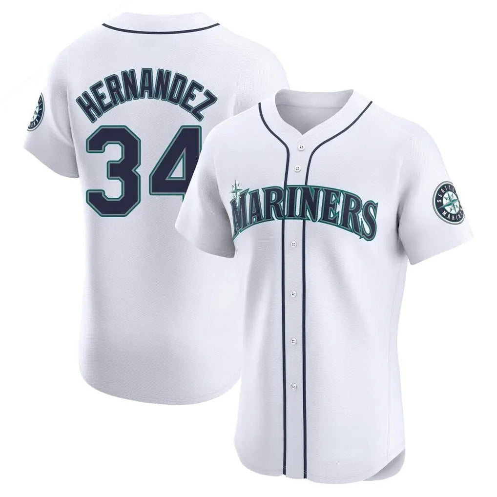 Odoa S.Mariners #34 Felix Hernandez Player White Home Limited Elite Stitched Jerseys