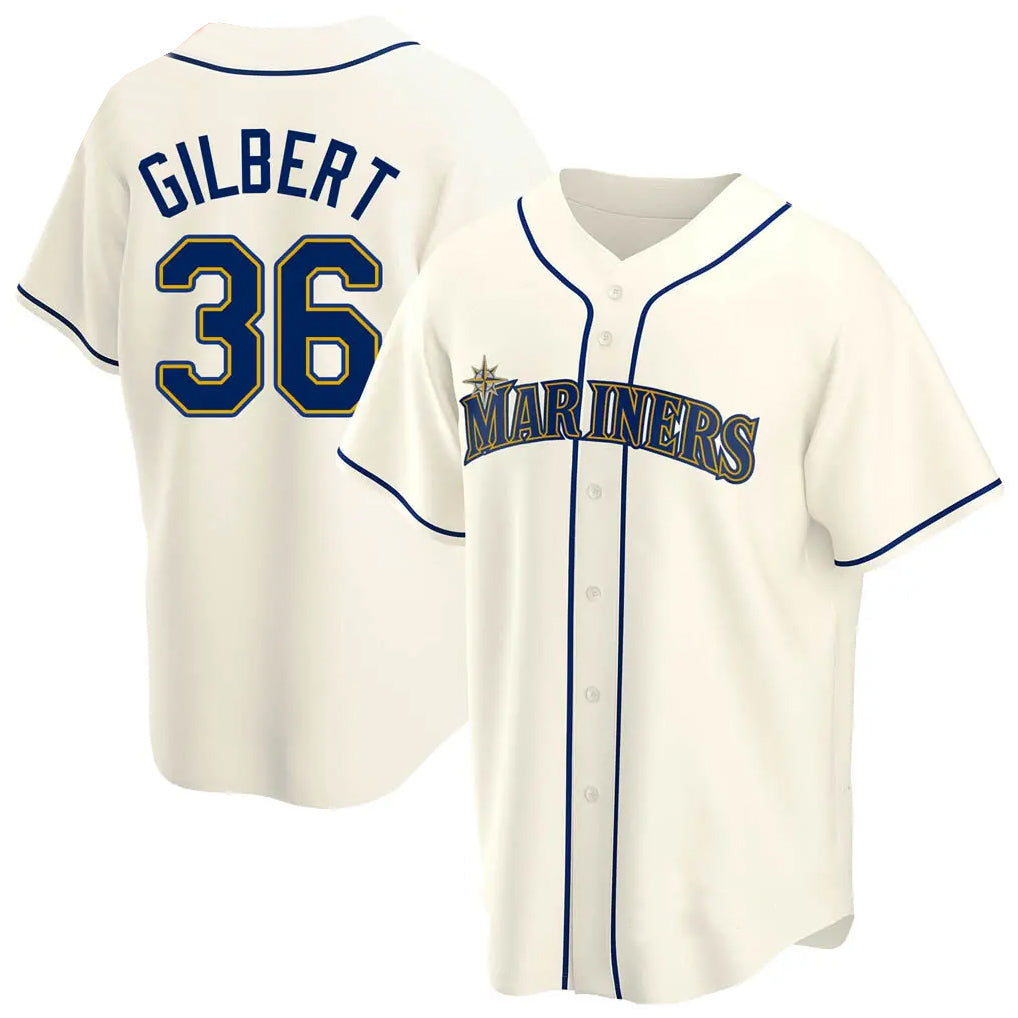 Odoa S.Mariners #36 Logan Gilbert Player Cream Home Game Stitched Jerseys