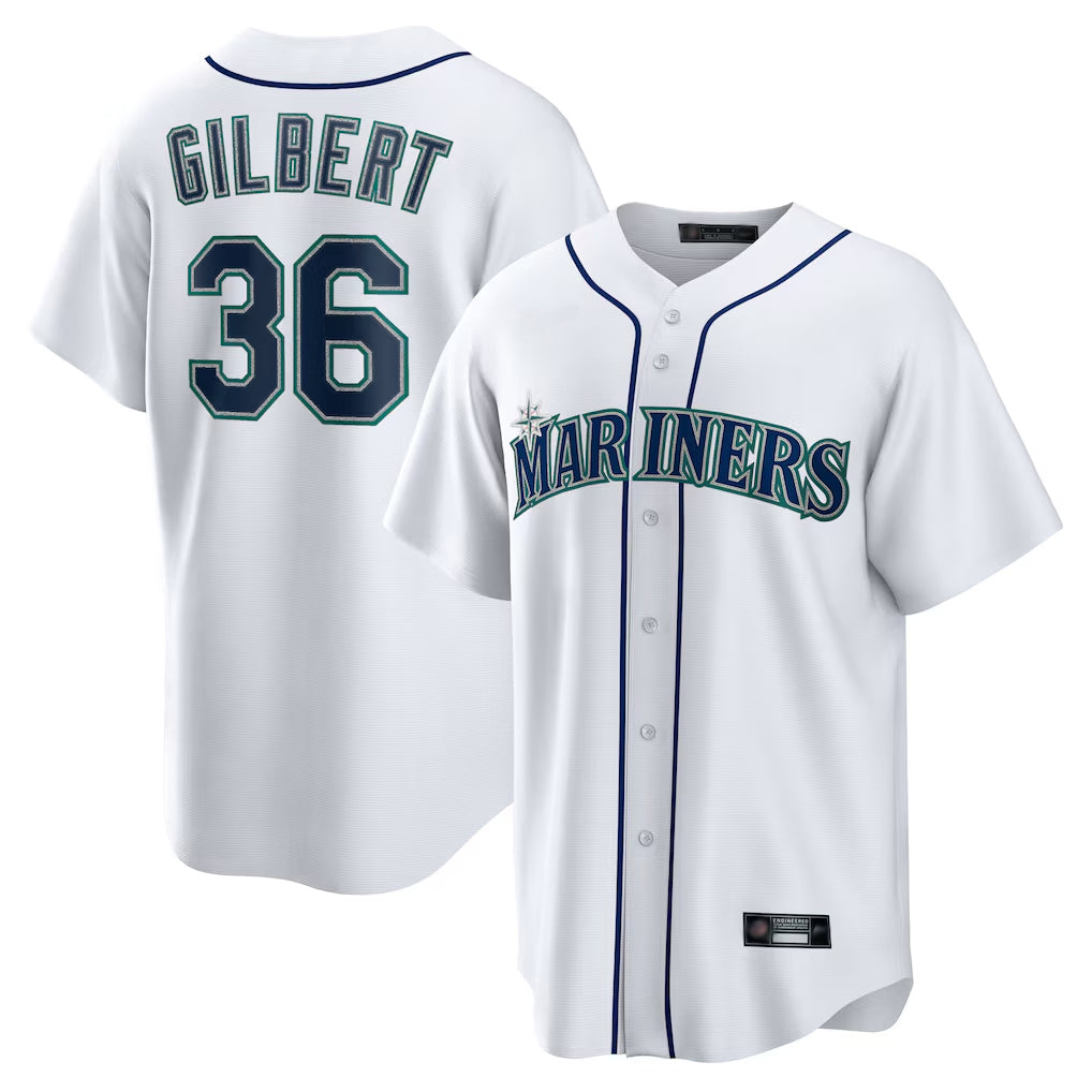 Odoa S.Mariners #36 Logan Gilbert Player White Home Game Stitched Jerseys