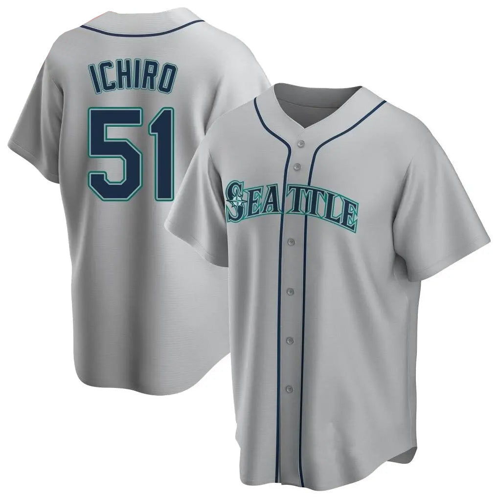 Odoa S.Mariners #51 Ichiro Suzuki Player Gray Home Game Stitched Jerseys