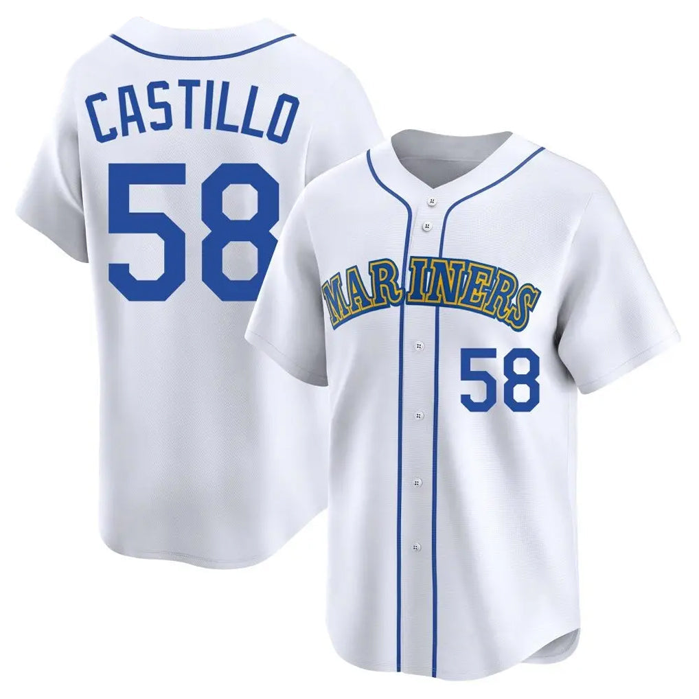 Odoa S.Mariners #58 Luis Castillo Player White Throwback Cooperstown Collection Limited Game Stitched Jerseys