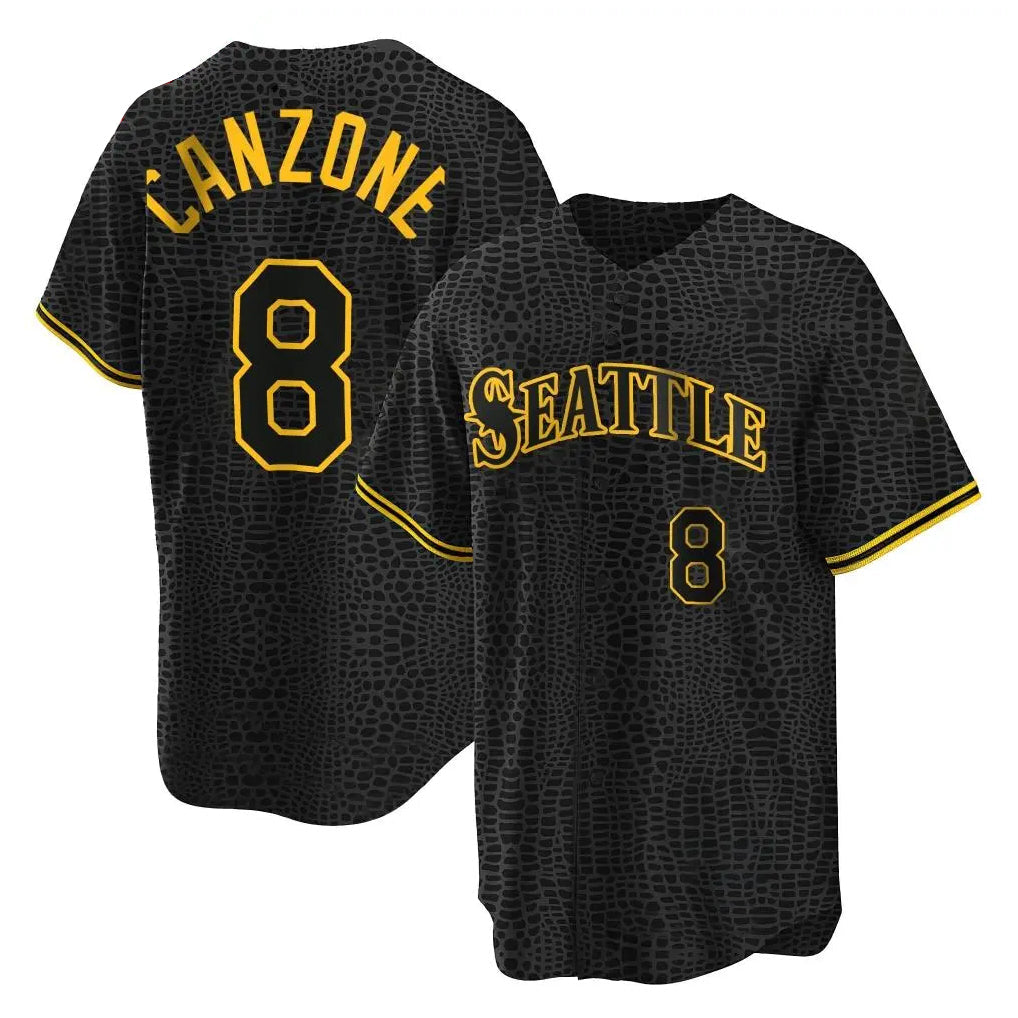 Odoa S.Mariners #8 Dominic Canzone Player Black Snake Skin City Home Limited Stitched Jerseys