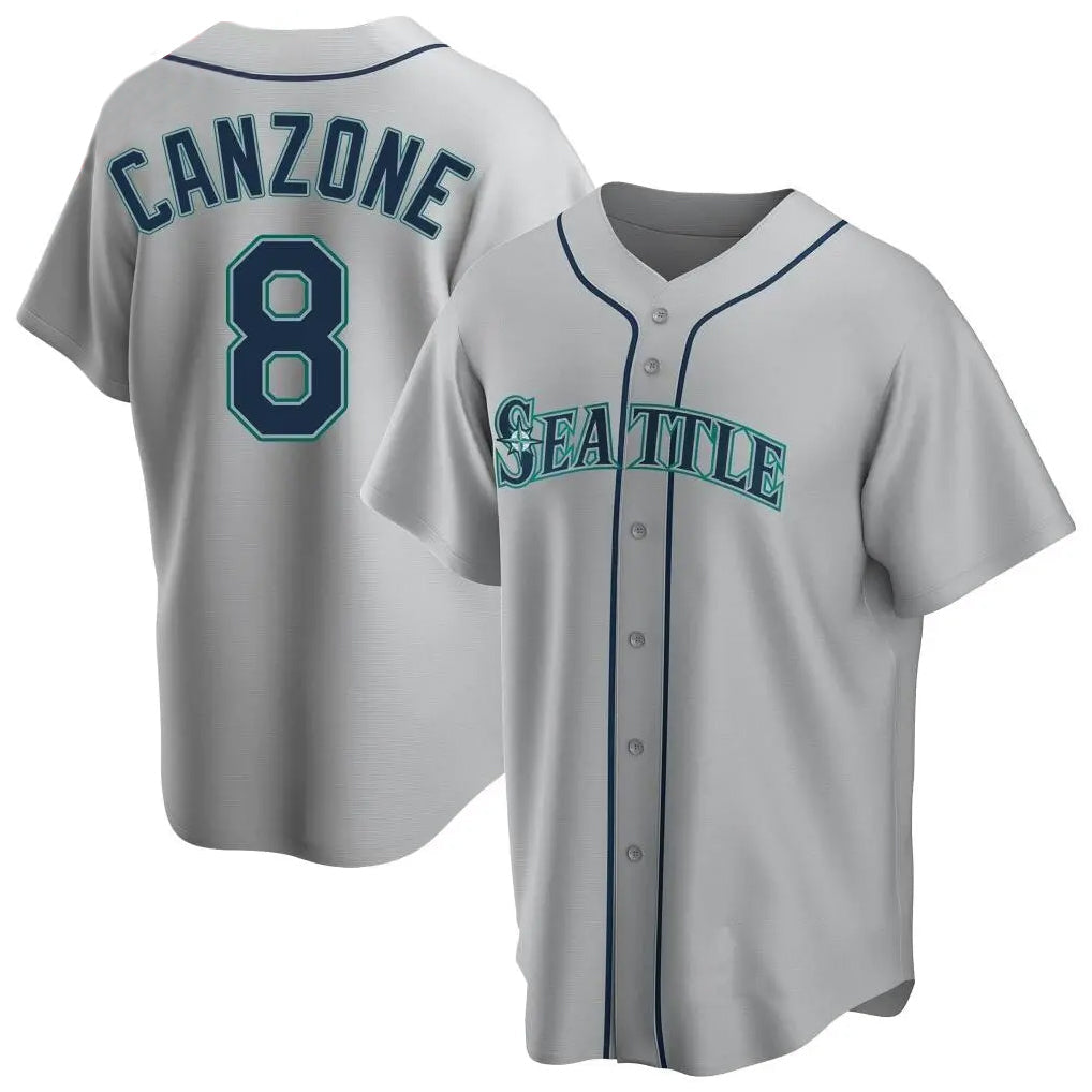 Odoa S.Mariners #8 Dominic Canzone Player Gray Home Game Stitched Jerseys