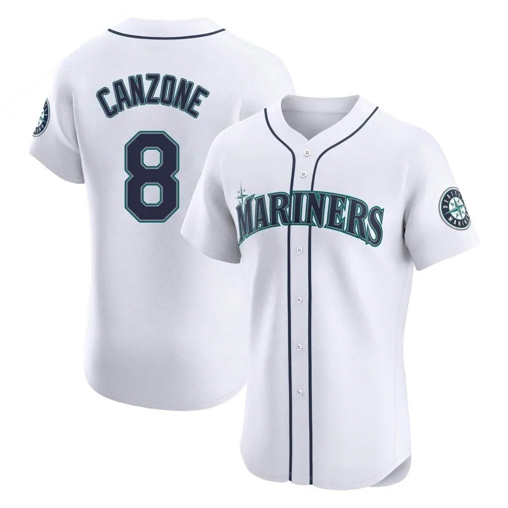 Odoa S.Mariners #8 Dominic Canzone Player White Home Limited Elite Stitched Jerseys