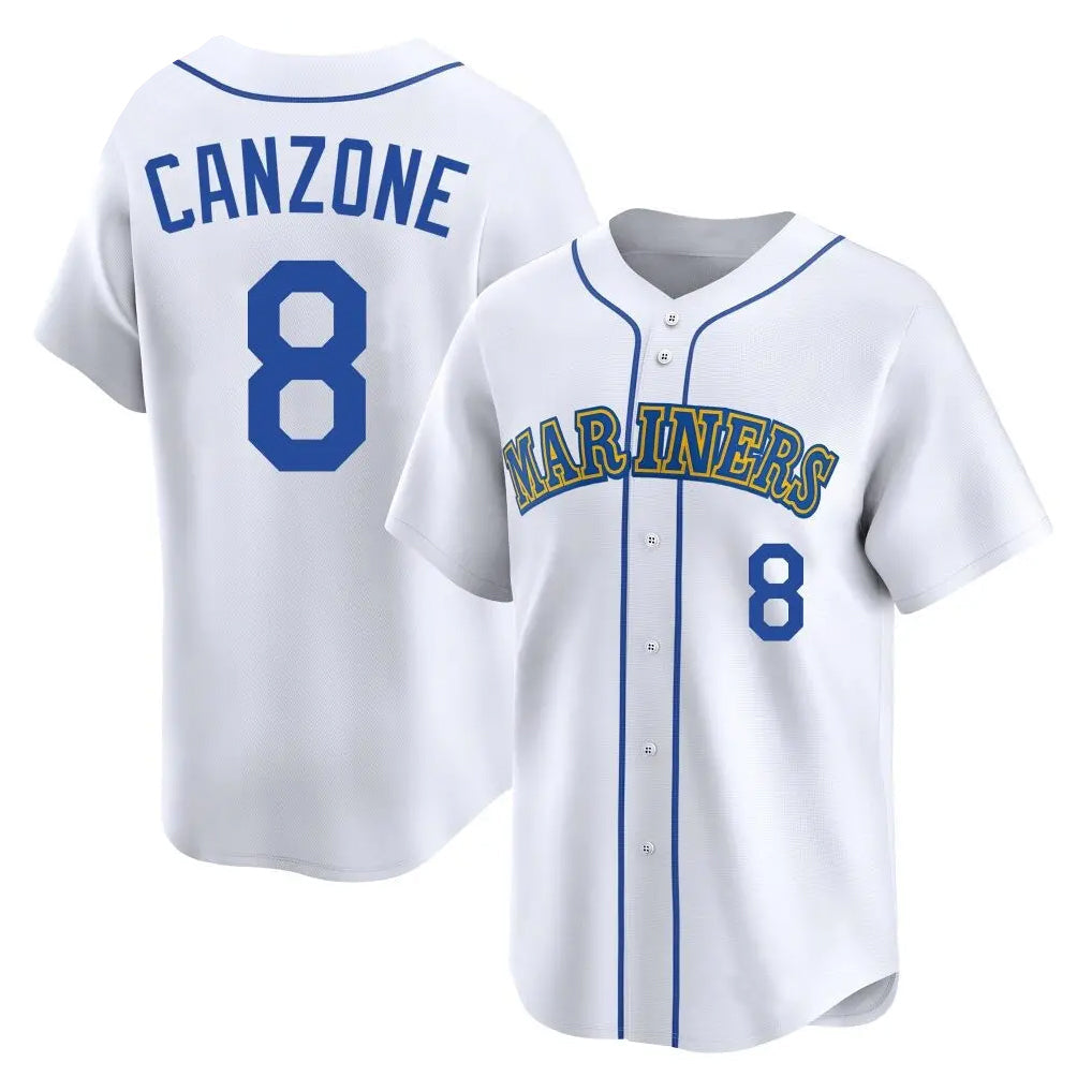 Odoa S.Mariners #8 Dominic Canzone Player White Pitch Fashion Game Stitched Jerseys