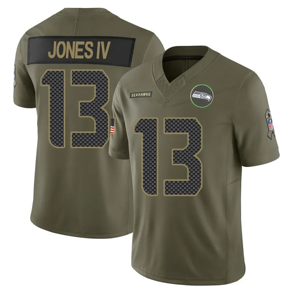 Odoa S.Seahawks #13 Ernest Jones IV Player Olive 2025 Salute To Service Limited Home Game Stitched Jerseys