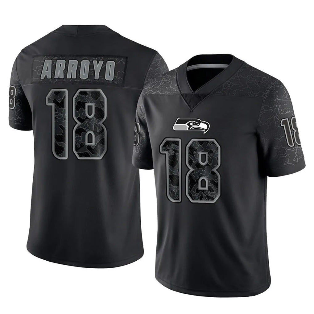 Odoa S.Seahawks #18 Elijah Arroyo Player Black Limited Reflective Home Game Stitched Jerseys