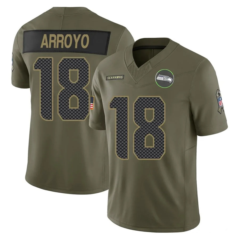 Odoa S.Seahawks #18 Elijah Arroyo Player Olive 2025 Salute To Service Limited Home Game Stitched Jerseys