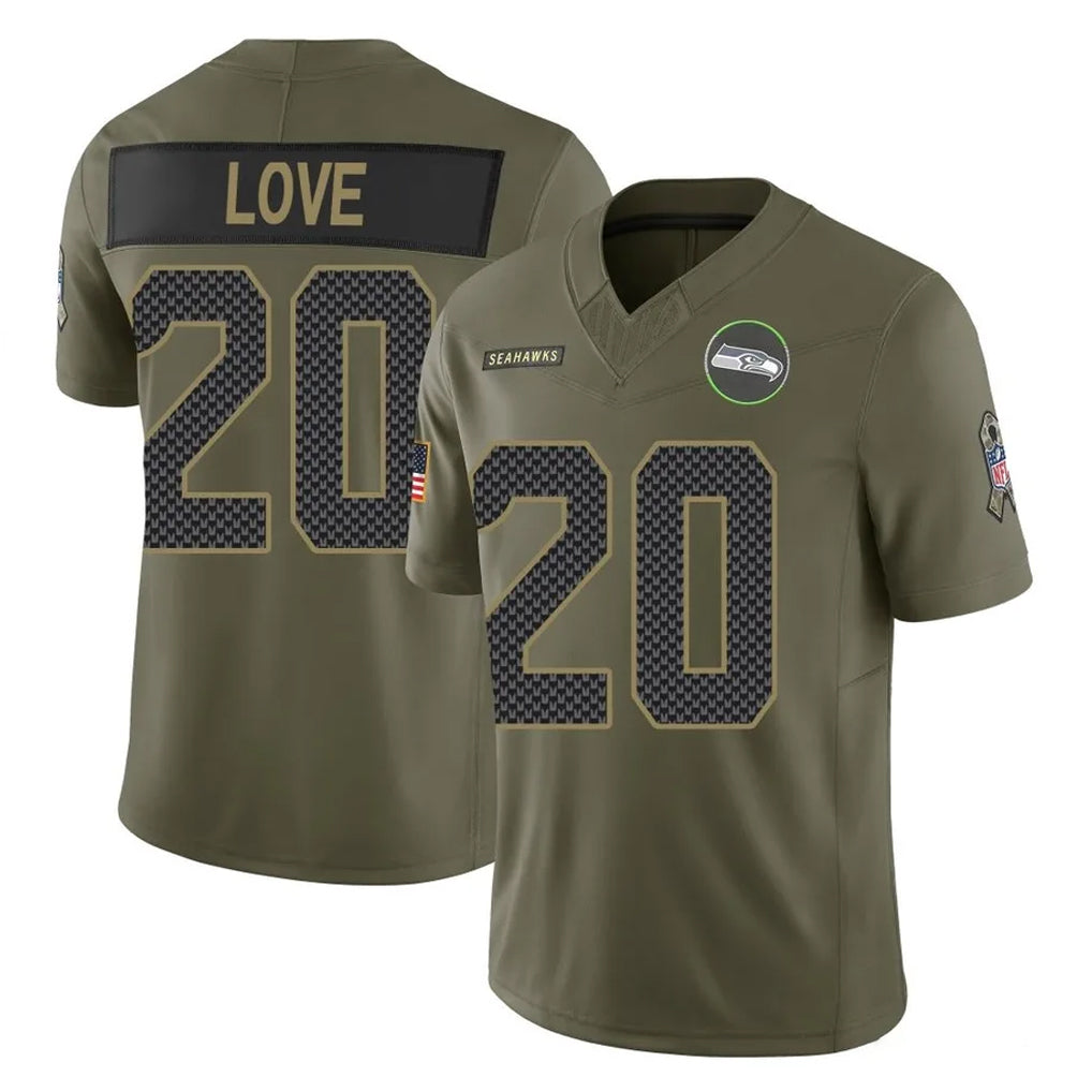 Odoa S.Seahawks #20 Julian Love Player Olive 2025 Salute To Service Limited Home Game Stitched Jerseys