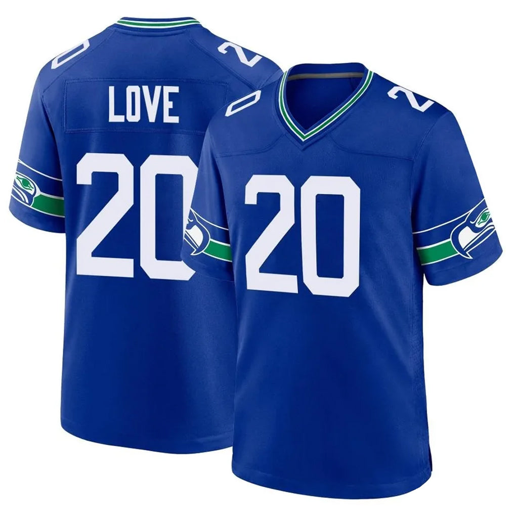 Odoa S.Seahawks #20 Julian Love Player Royal Throwback Home Game Stitched Jerseys
