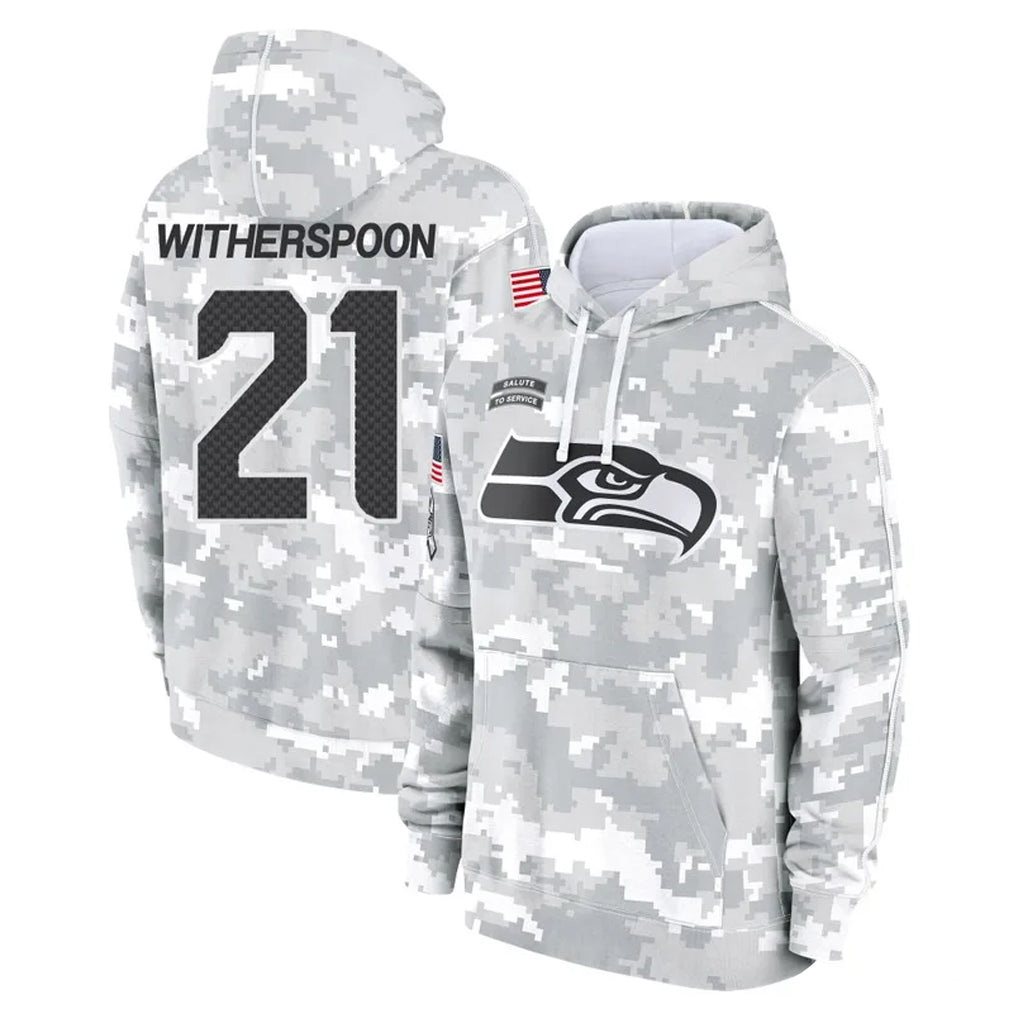 Odoa S.Seahawks #21 Devon Witherspoon Player Arctic Camo Limited Salute to Service Pullover Hoodies Game Stitched Jerseys