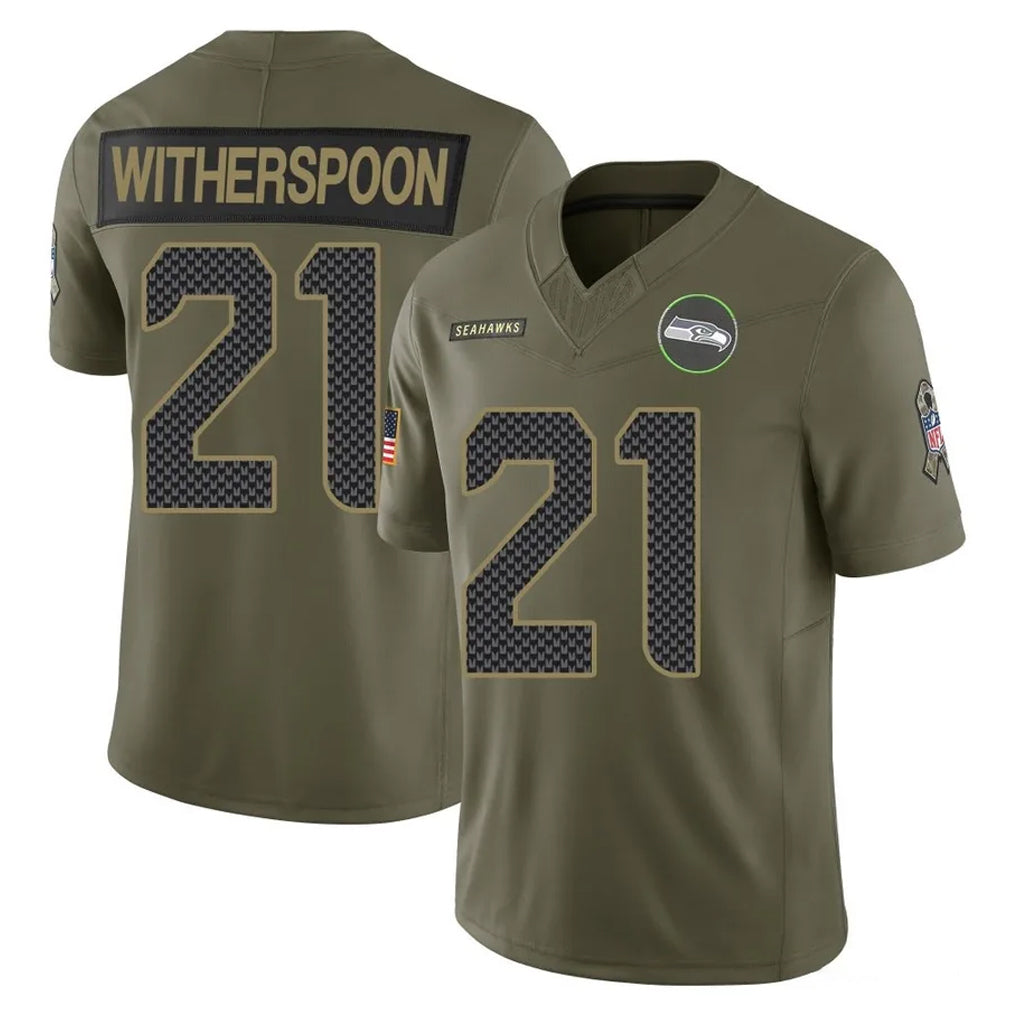 Odoa S.Seahawks #21 Devon Witherspoon Player Olive 2025 Salute To Service Limited Home Game Stitched Jerseys