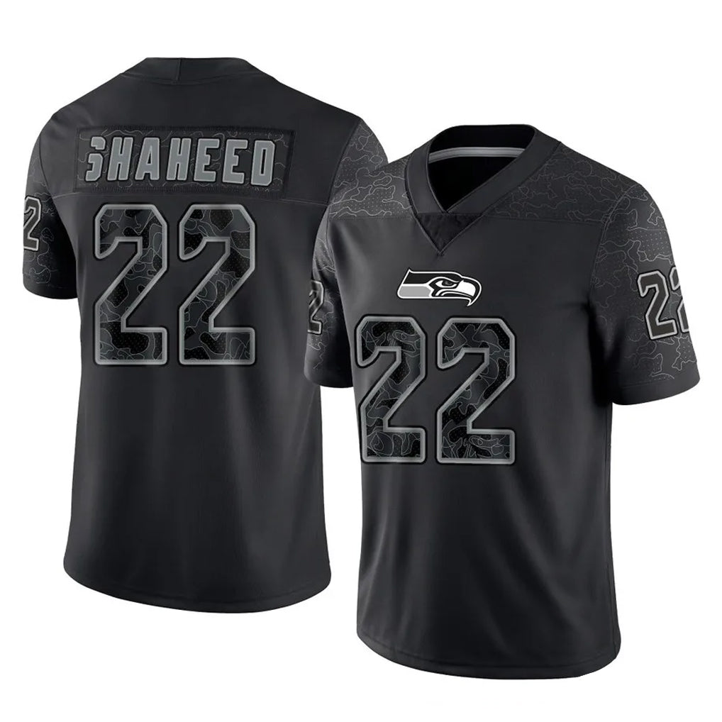 Odoa S.Seahawks #22 Rashid Shaheed Player Black Limited Reflective Home Game Stitched Jerseys