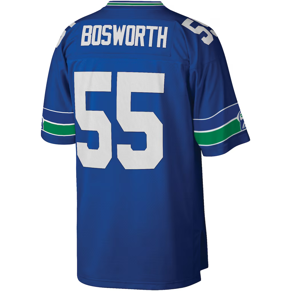 Odoa S.Seahawks #55 Brian Bosworth Mitchell & Ness Royal Legacy Replica Jersey