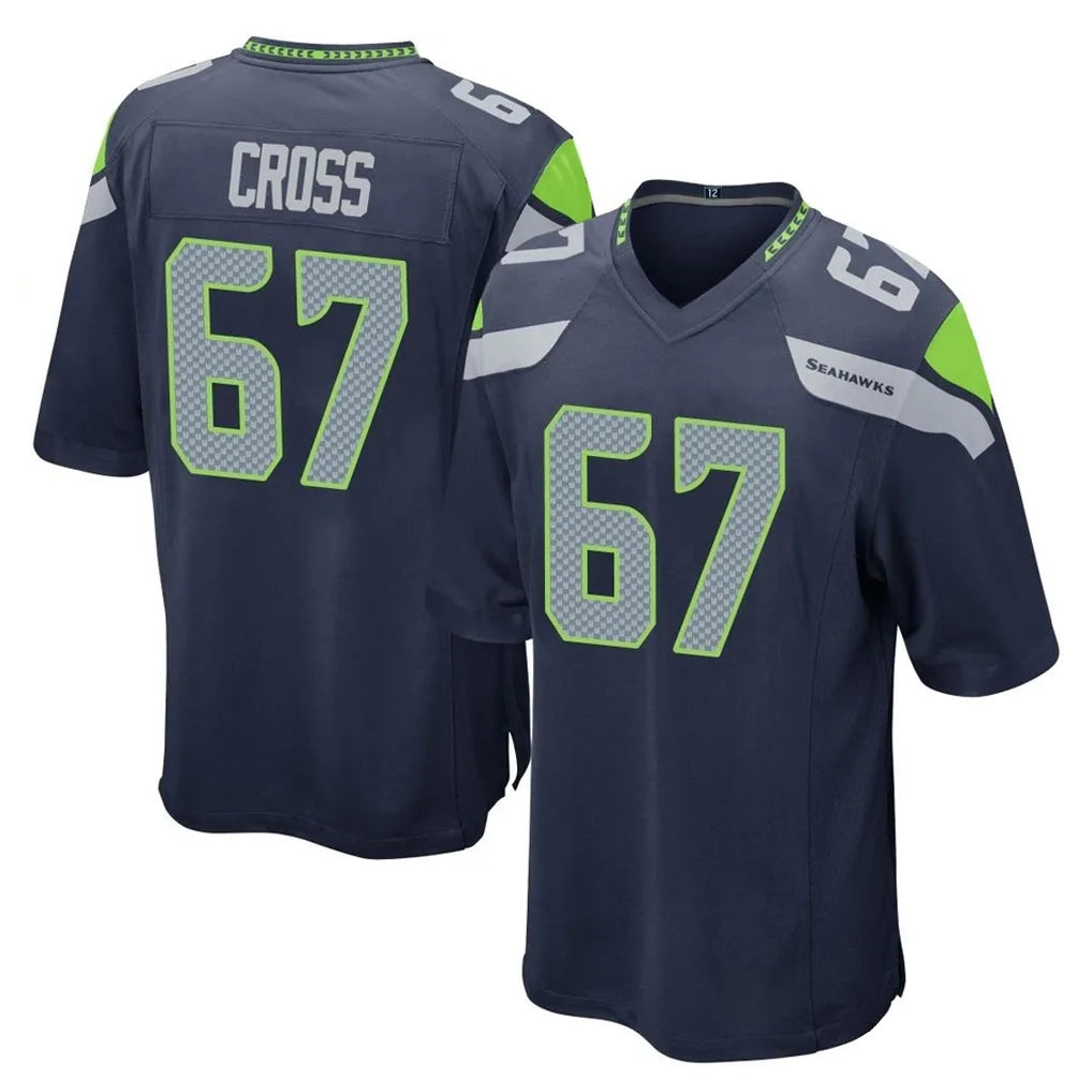 Odoa S.Seahawks #67 Charles Cross Player Navy Home Game Stitched Jerseys