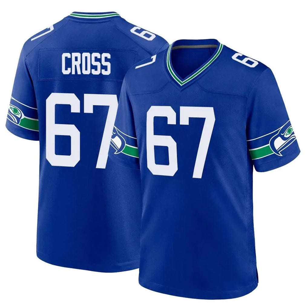 Odoa S.Seahawks #67 Charles Cross Player Royal Throwback Home Game Stitched Jerseys