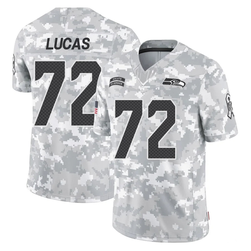 Odoa S.Seahawks #72 Abraham Lucas Player Arctic Camo Limited Salute To Service Home Game Stitched Jerseys
