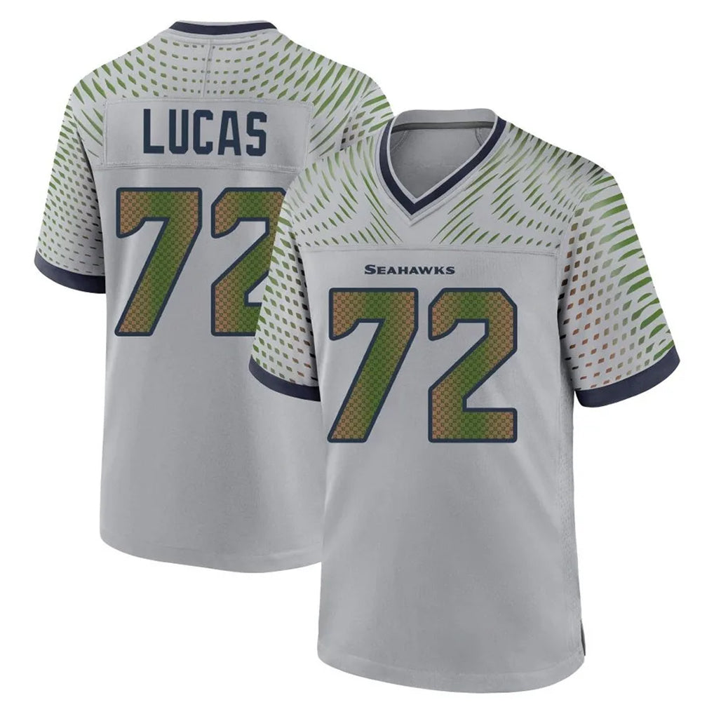 Odoa S.Seahawks #72 Abraham Lucas Player Grey 2025 Rivalries Collection Home Game Stitched Jerseys