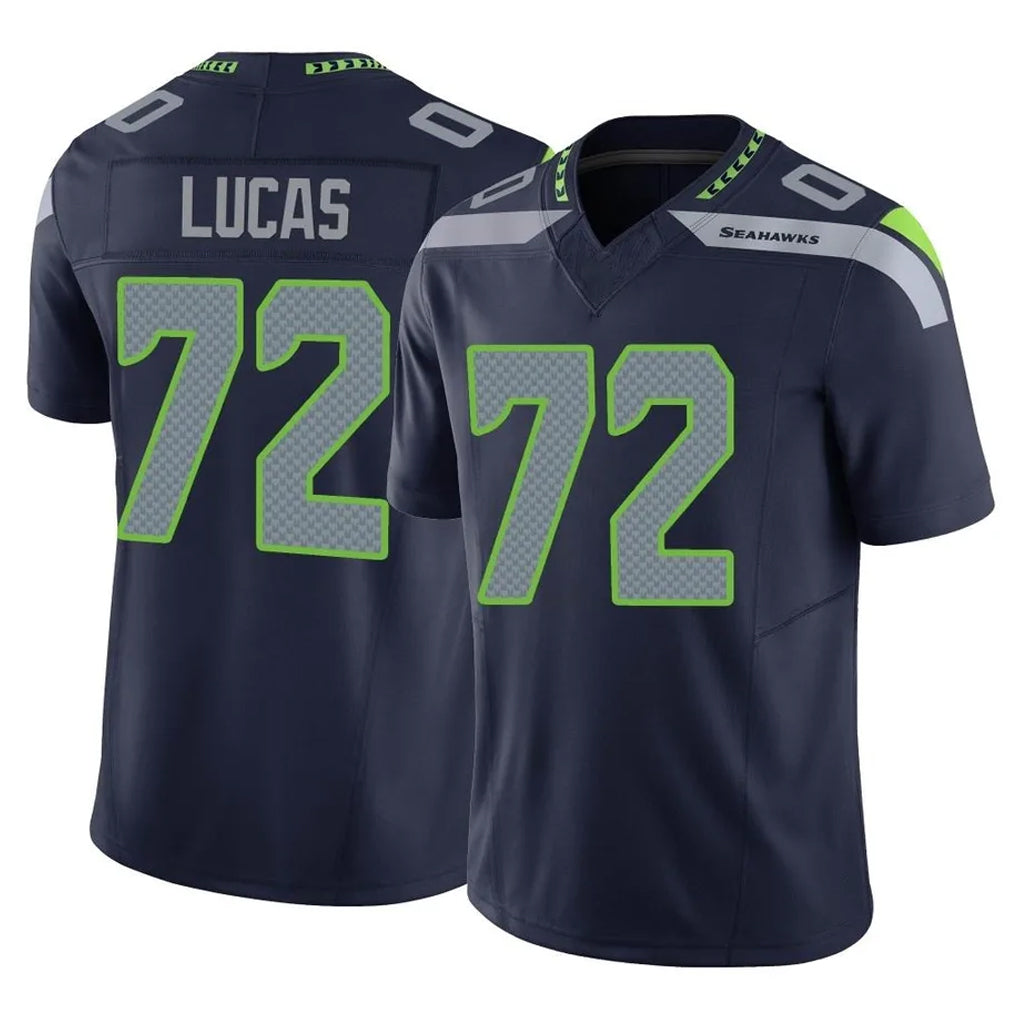 Odoa S.Seahawks #72 Abraham Lucas Player Navy Limited Vapor F.U.S.E. Home Game Stitched Jerseys