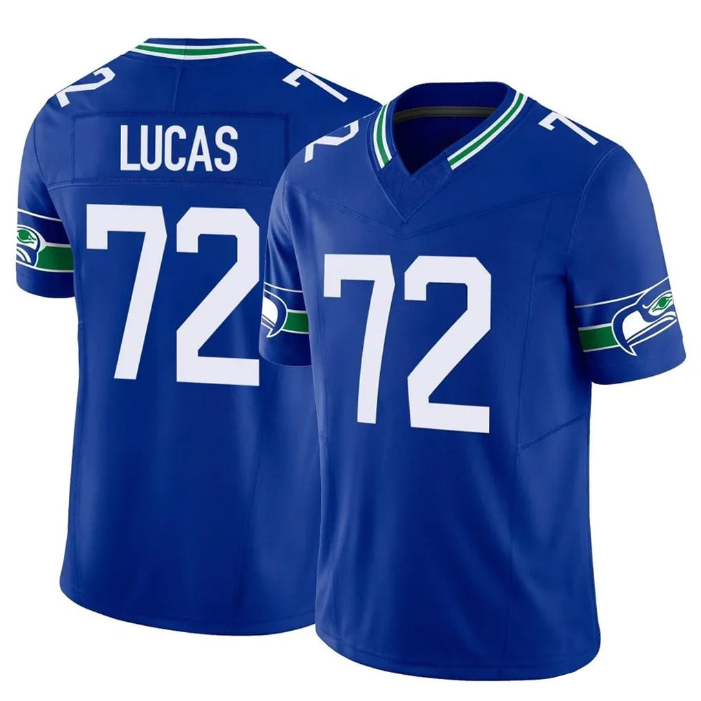 Odoa S.Seahawks #72 Abraham Lucas Player Royal Limited Throwback Vapor F.U.S.E. Home Game Stitched Jerseys