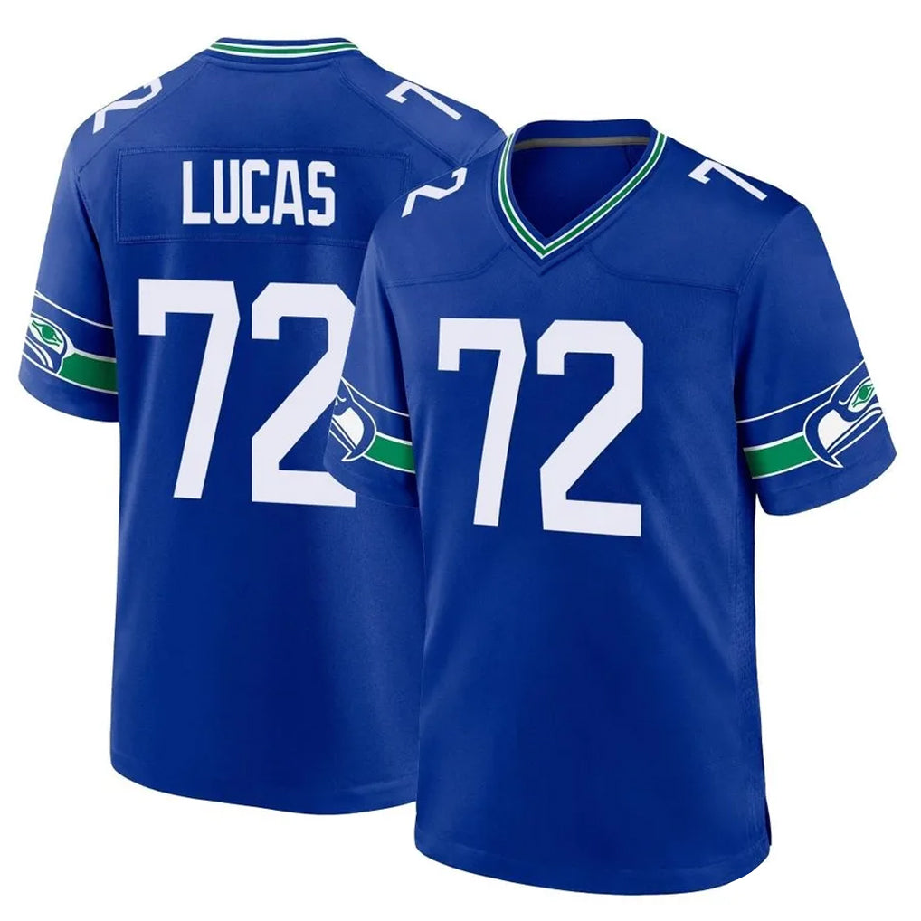 Odoa S.Seahawks #72 Abraham Lucas Player Royal Throwback Home Game Stitched Jerseys