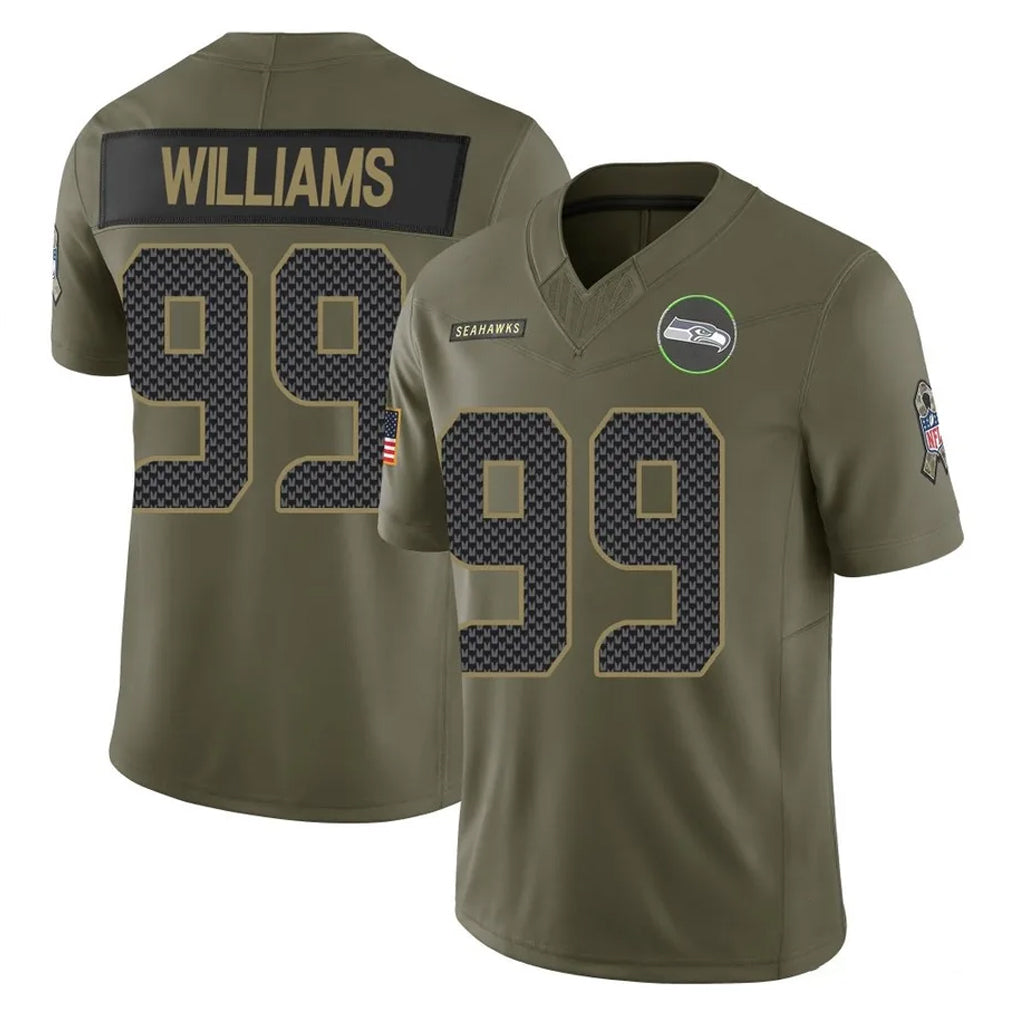 Odoa S.Seahawks #99 Leonard Williams Player Olive 2025 Salute To Service Limited Home Game Stitched Jerseys