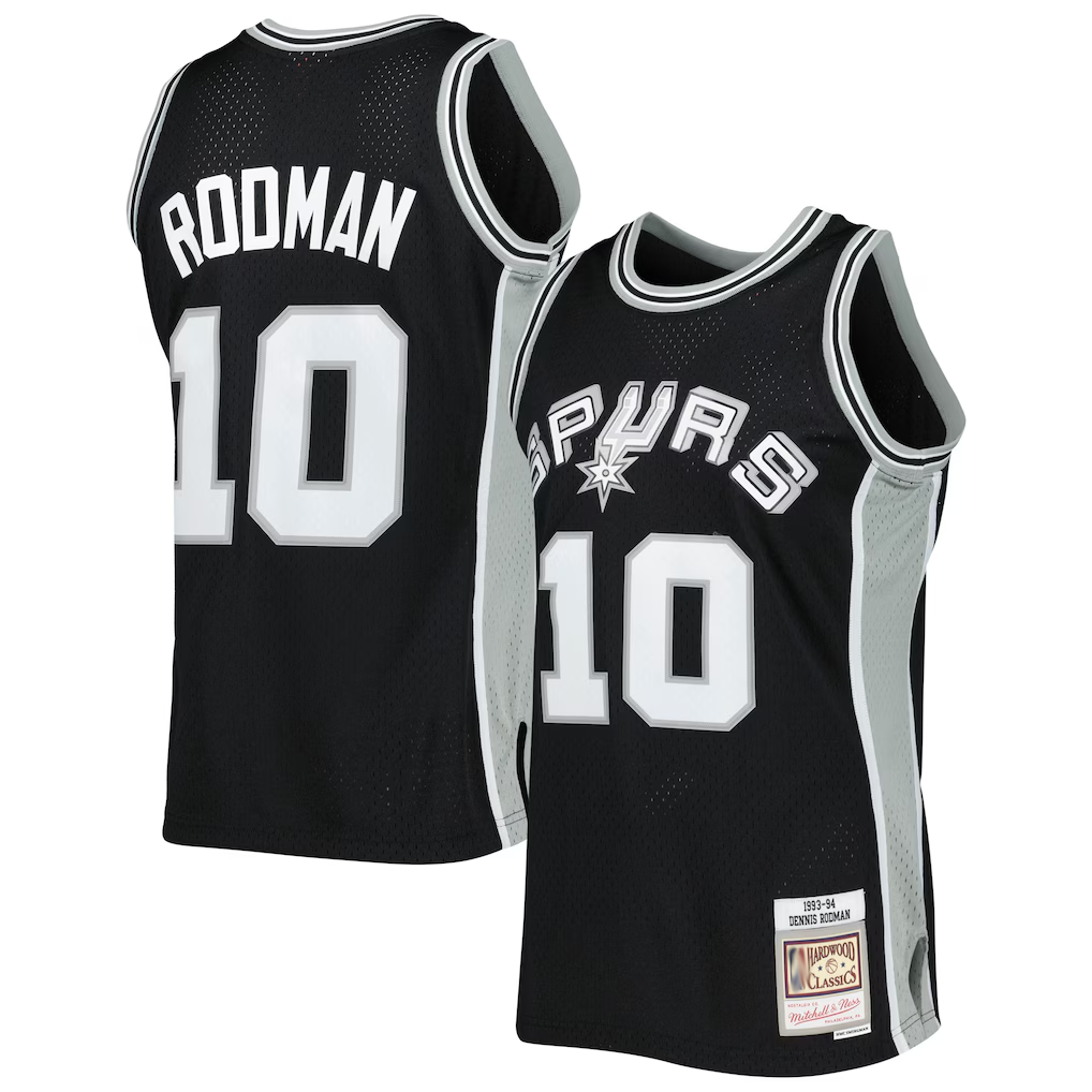 Odoa SA.Spurs #10 Dennis Rodman Mitchell & Ness Black 199394 Hardwood Classics Swingman Stitched Jerseys
