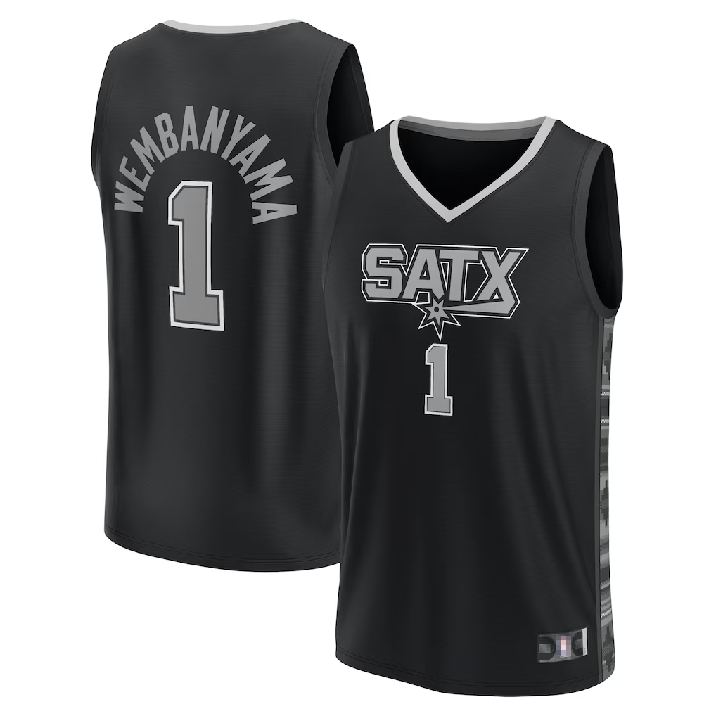 Odoa SA.Spurs #1 Victor Wembanyama Black Fast Break Replica Player Jerseys - Statement Edition