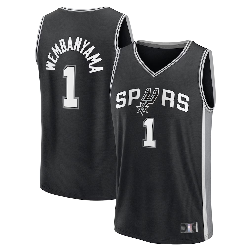 Odoa SA.Spurs #1 Victor Wembanyama Black Fast Break Replica Player Stitched Jerseys- Icon Edition