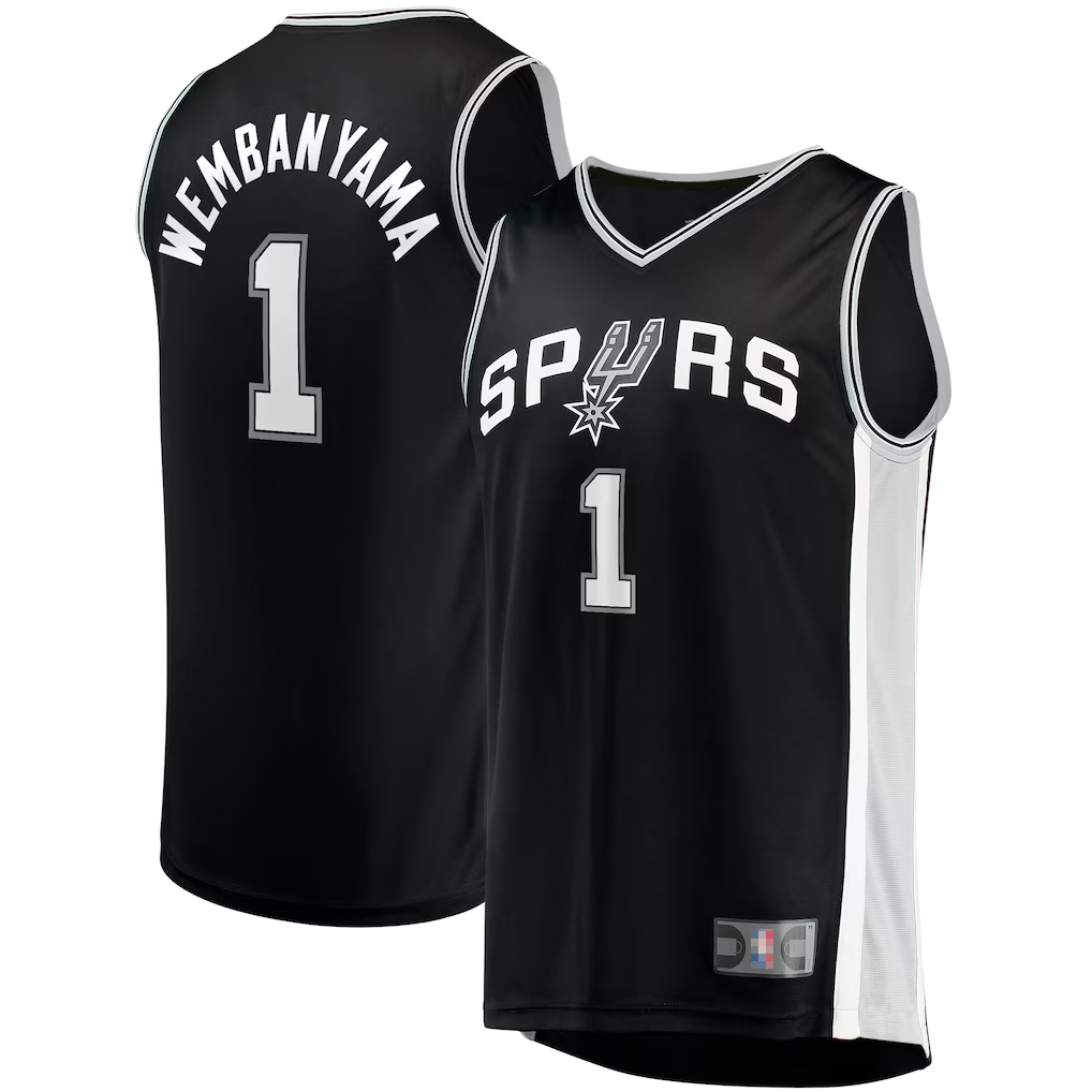 Odoa SA.Spurs #1 Victor Wembanyama Black Fast Break Replica Stitched Stitched Jerseys-Icon Edition