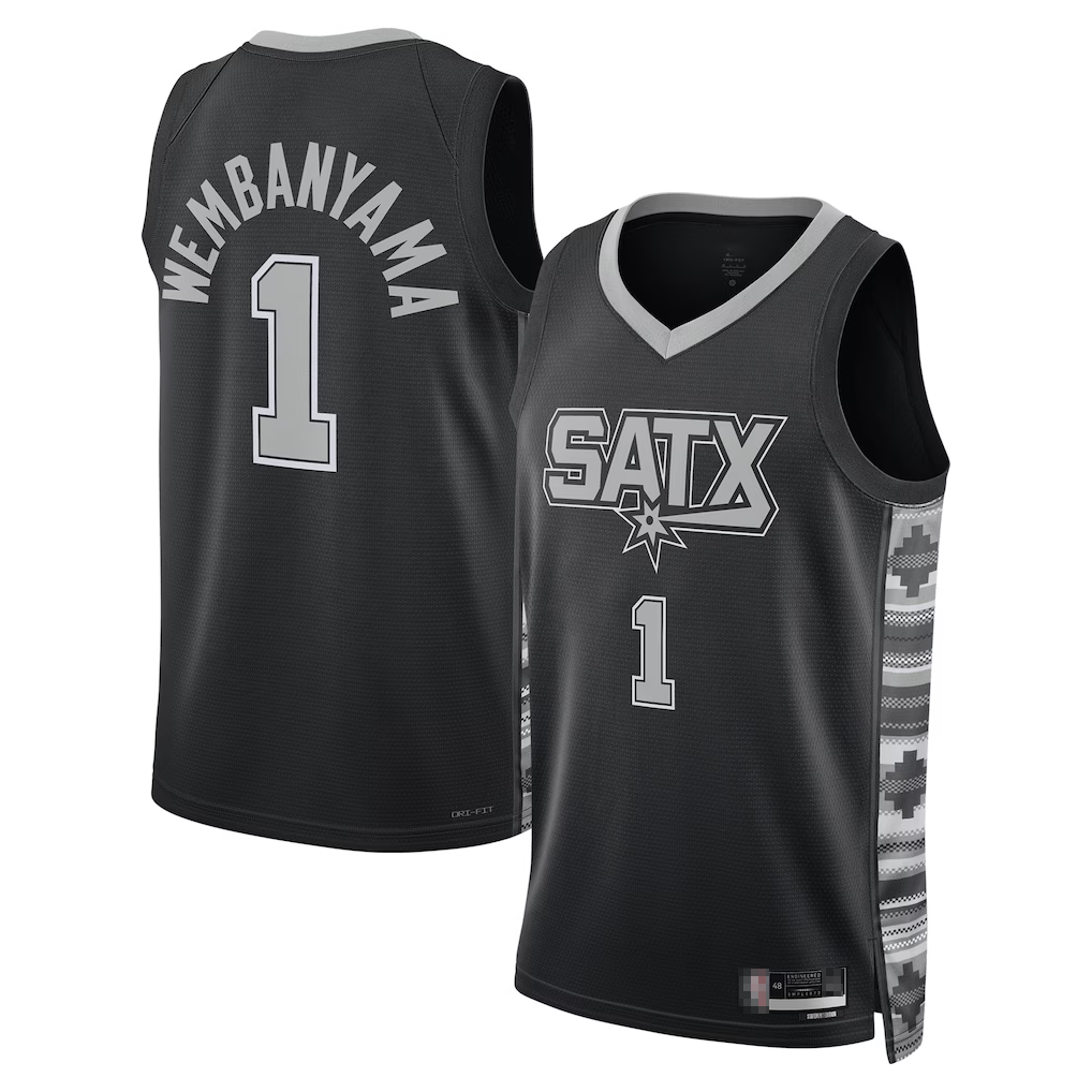 Odoa SA.Spurs #1 Victor Wembanyama Black Swingman Stitched Jerseys- Statement Edition