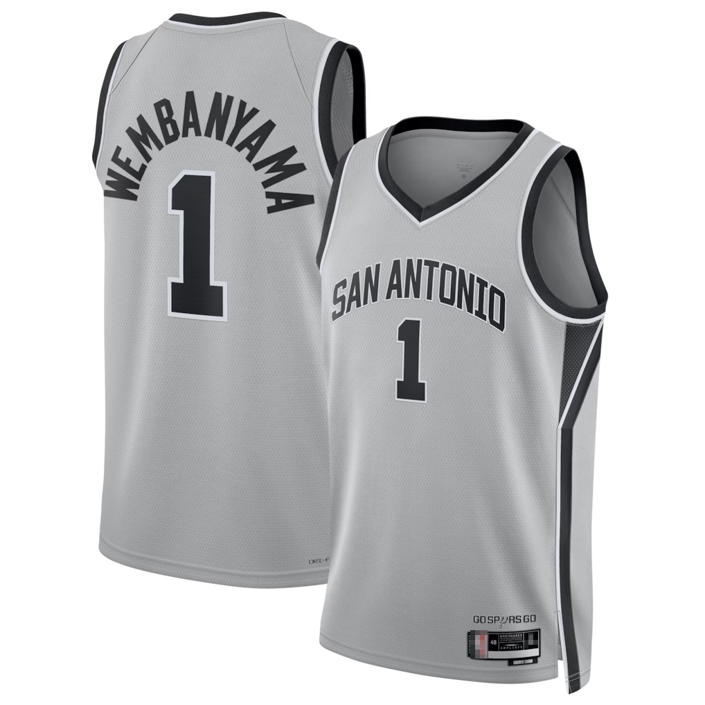 Odoa SA.Spurs #1 Victor Wembanyama Silver Swingman Stitched Jerseys- Statement Edition