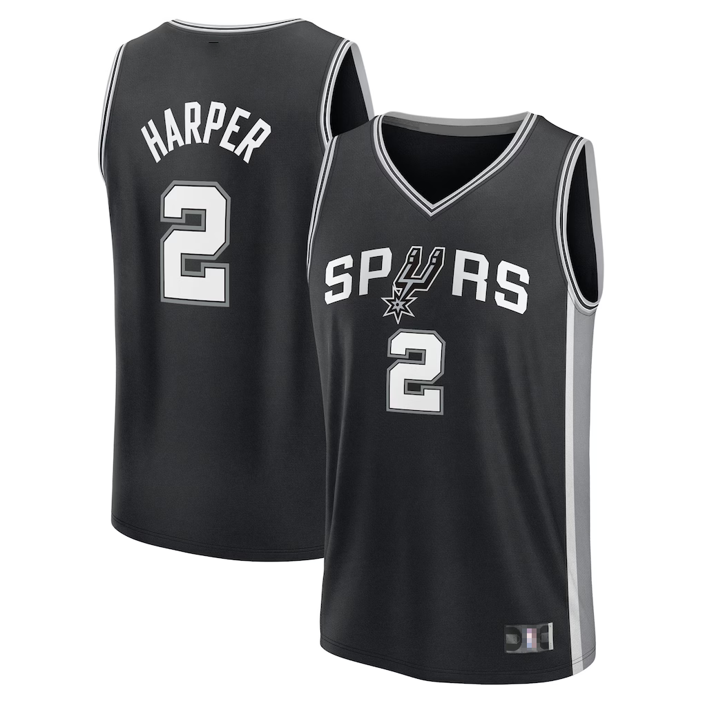 Odoa SA.Spurs #2 Dylan Harper Black 2025  Draft First Round Pick Fast Break Replica Stitched Jerseys- Icon Edition