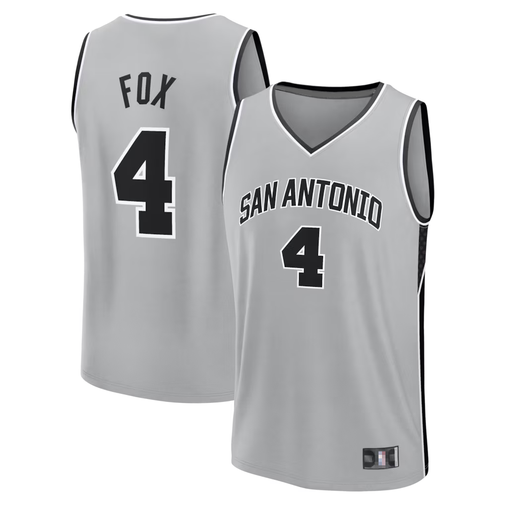 Odoa SA.Spurs #4 De'Aaron Fox Silver Fast Break Stitched Jerseys - Statement Edition