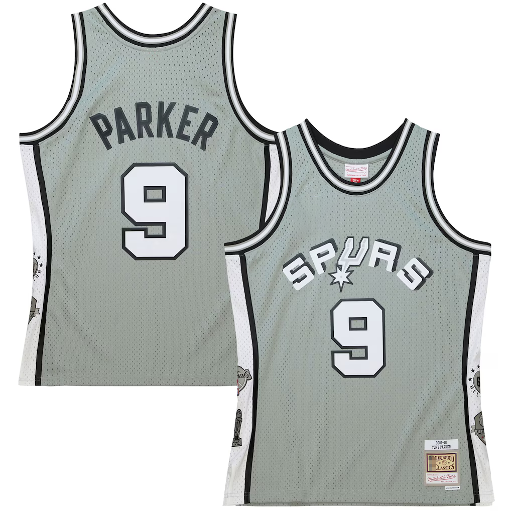 Odoa SA.Spurs #9 Tony Parker Mitchell & Ness Gray Hall of Fame Class of 2023 Throwback Swingman Stitched Jerseys