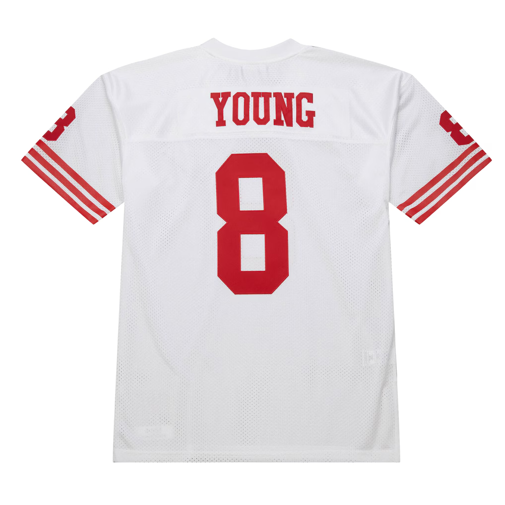Odoa SF.49ers 1994 #8 Steve Young Mitchell & Ness White Authentic Throwback Retired Player Stitched Puhic Jersey