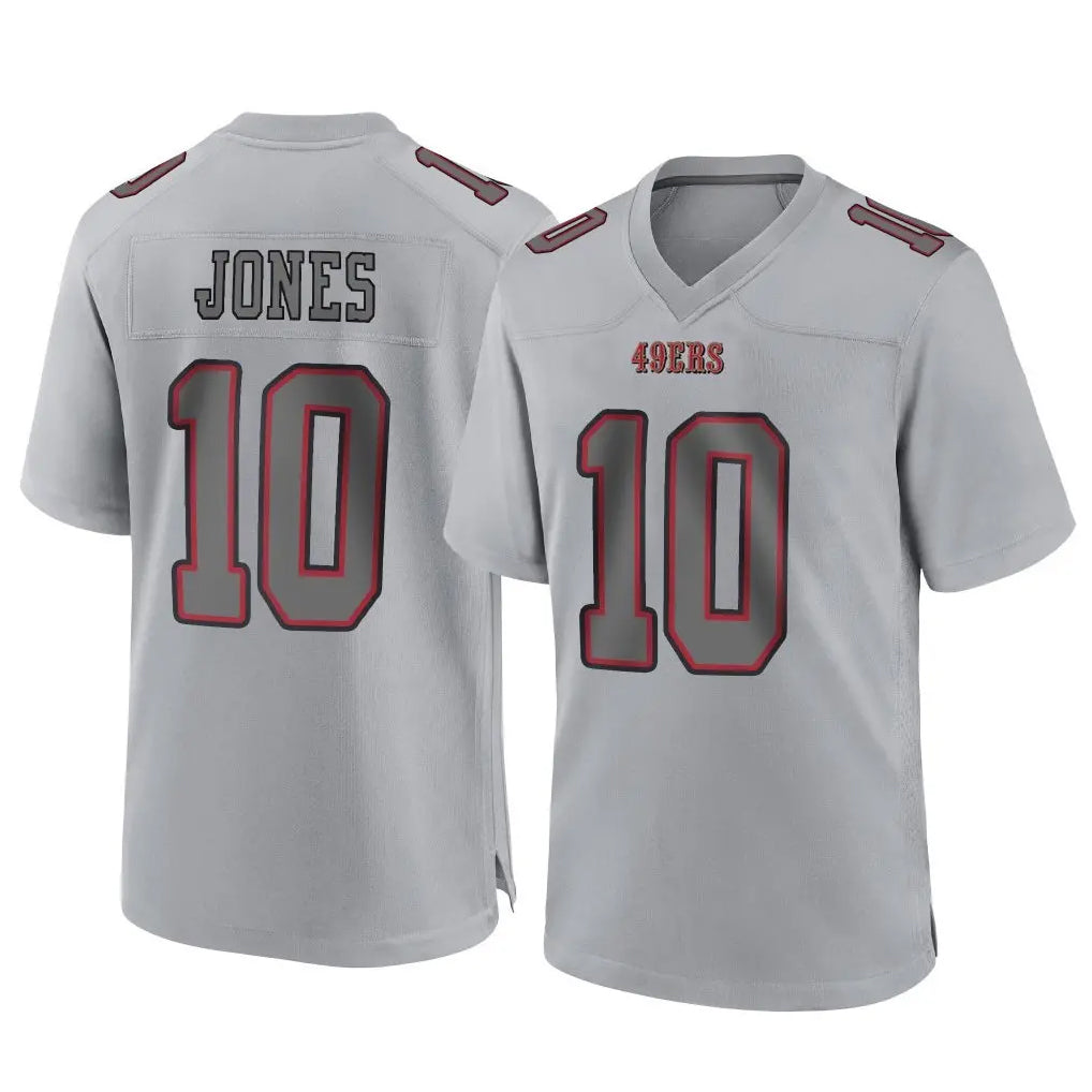 Odoa SF.49ers #10 Mac Jones Player Gray Atmosphere Fashion Home Game Stitched Jerseys