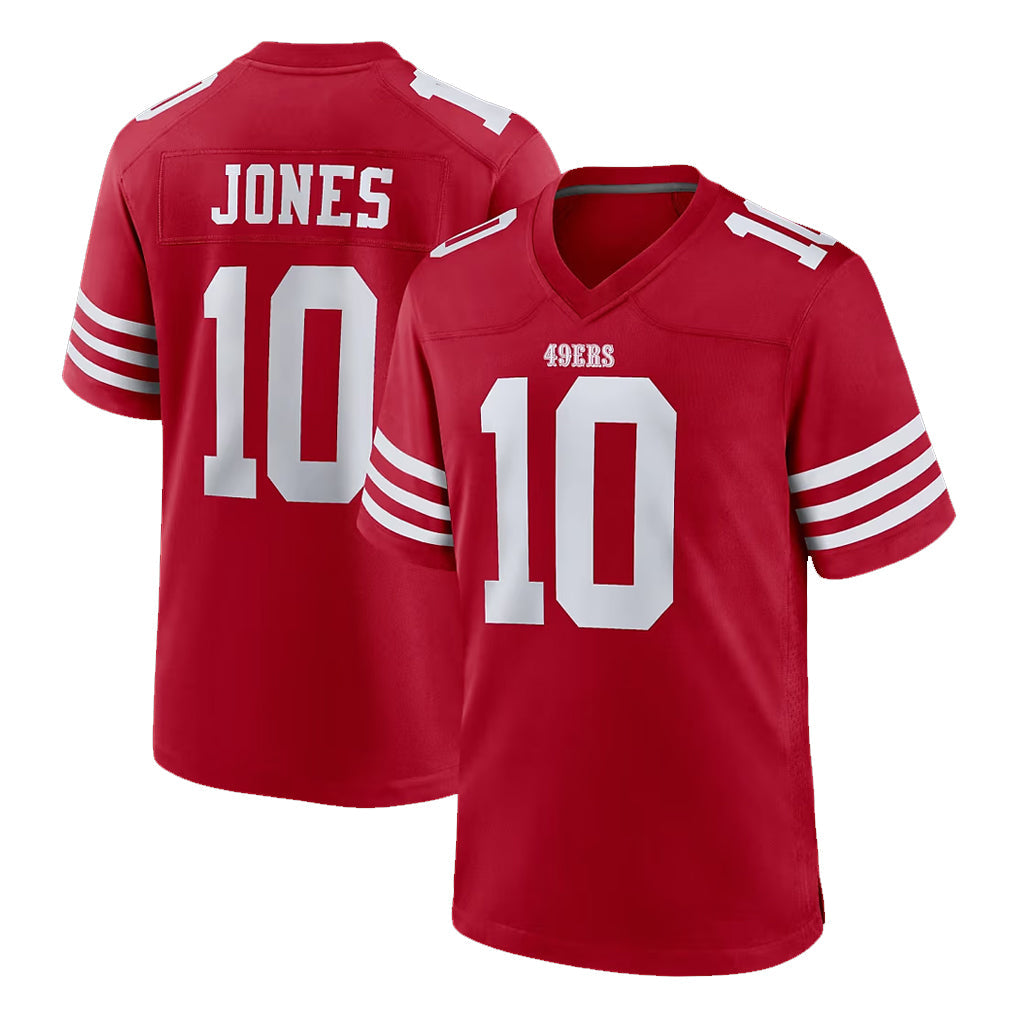 Odoa SF.49ers #10 Mac Jones Player Red Game Home Stitched Jerseys