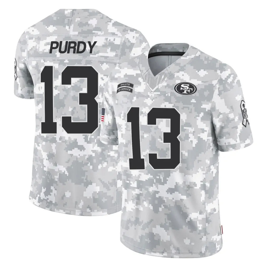 Odoa SF.49ers #13 Brock Purdy Player Arctic Camo Limited Salute To Service Home Game Stitched Jerseys