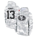 Odoa SF.49ers #13 Brock Purdy Player Arctic Camo Limited Salute to Service Pullover Hoodies Game Stitched Jerseys