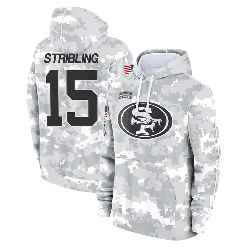 Odoa SF.49ers #15 De'Zhaun Stribling Player Arctic Camo Limited Salute to Service Pullover Hoodies Game Stitched Jerseys
