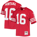 Odoa SF.49ers #16 Joe Montana Player Mitchell & Ness Legacy Replica Scarlet Stitched Jerseys